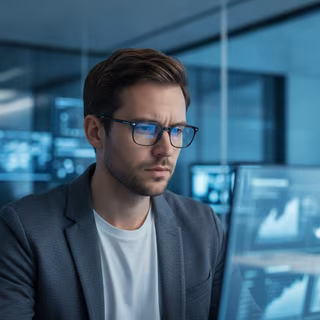 Chief analyst studying statistics