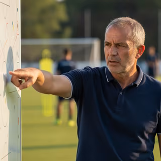 Tactics coach at a board